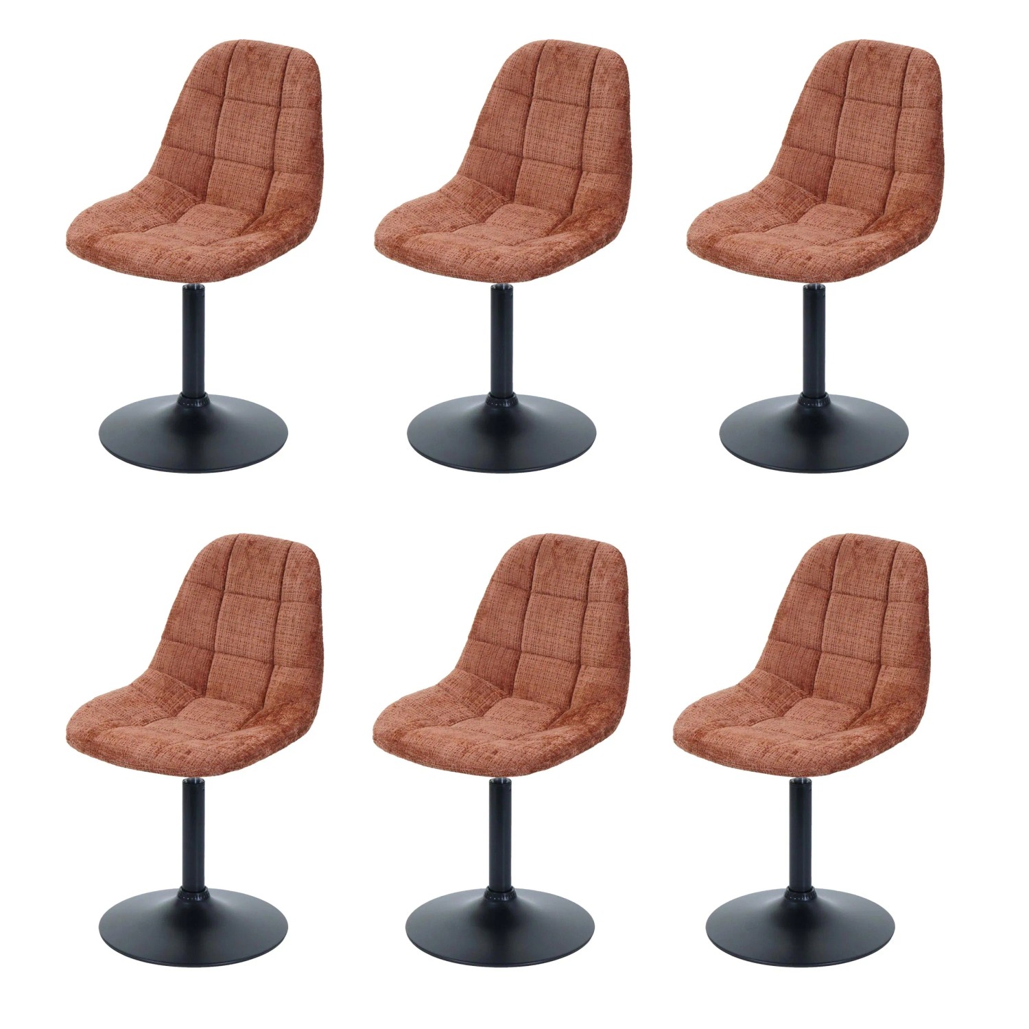 MCW Esszimmerstuhl A60 6er-Set Stoff/Textil Chenille 465g/m²Terrakotta