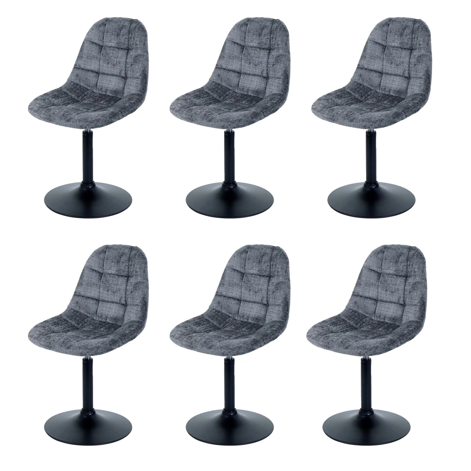MCW Esszimmerstuhl A60 6er-Set Stoff/Textil Chenille 465g/m² Dunkelgrau
