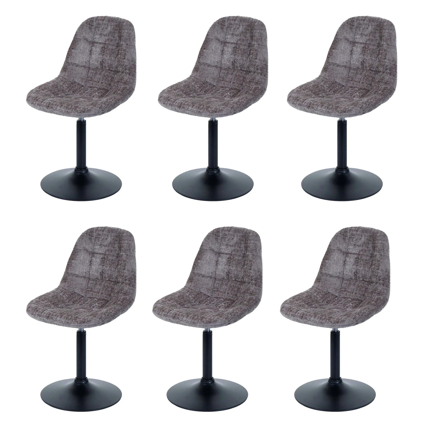 MCW Esszimmerstuhl A60 6er-Set Stoff/Textil Chenille 465g/m² Braun