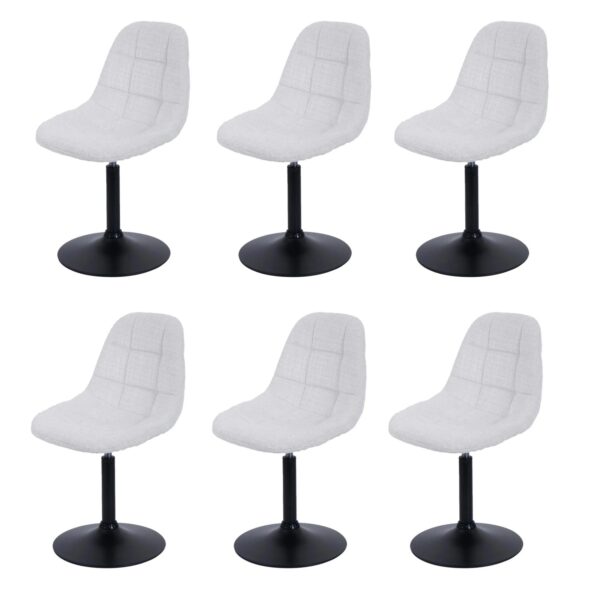 MCW Esszimmerstuhl A60 6er-Set Stoff/Textil Chenille 465g/m² Creme