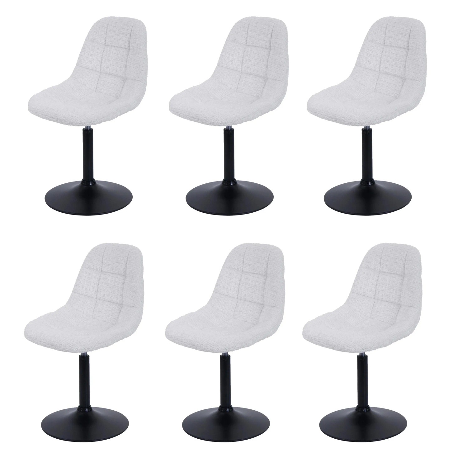 MCW Esszimmerstuhl A60 6er-Set Stoff/Textil Chenille 465g/m² Creme