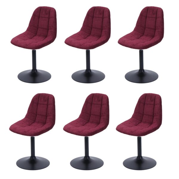 MCW Esszimmerstuhl A60 6er-Set Stoff/Textil Chenille 465g/m² Bordeaux