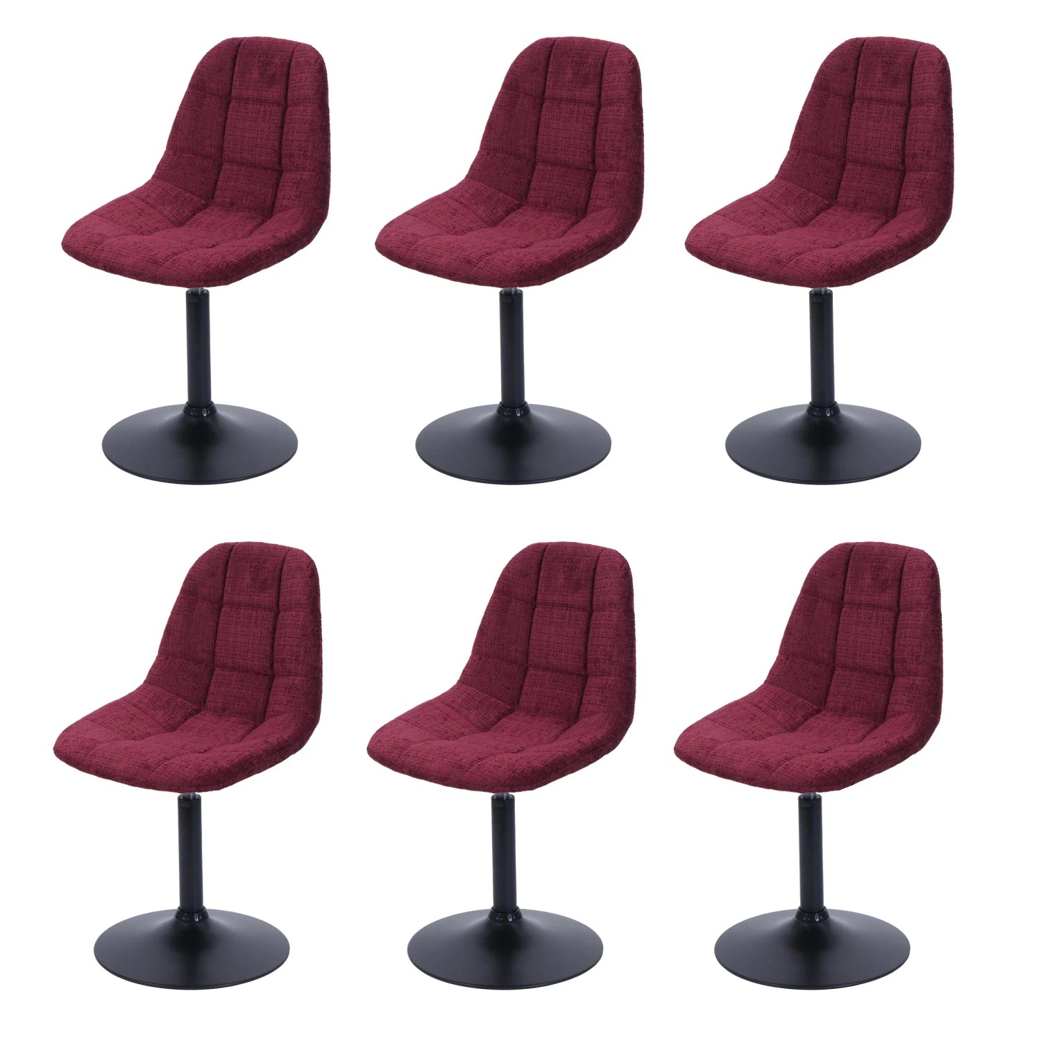 MCW Esszimmerstuhl A60 6er-Set Stoff/Textil Chenille 465g/m² Bordeaux