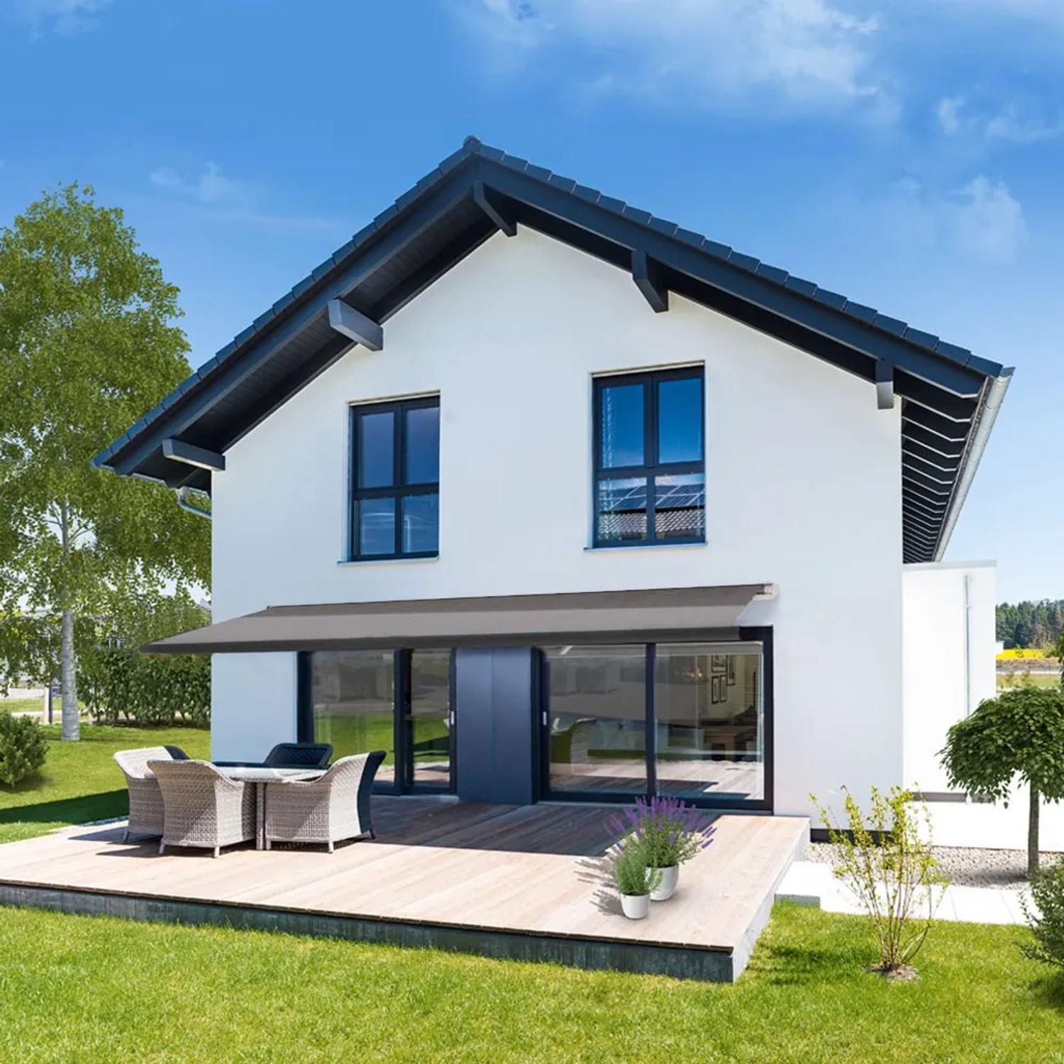 Home Deluxe LED Vollkassettenmarkise ELOS Anthrazit 350x250cm
