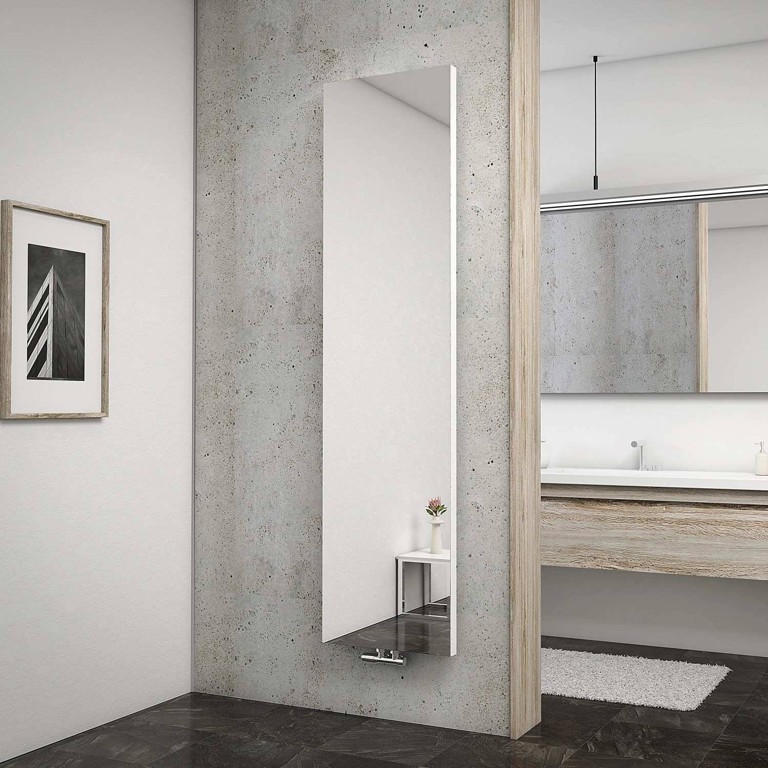 Schulte Design-Heizkörper New York Spiegel Weiß HxB 180,6x45,6 cm 688 W