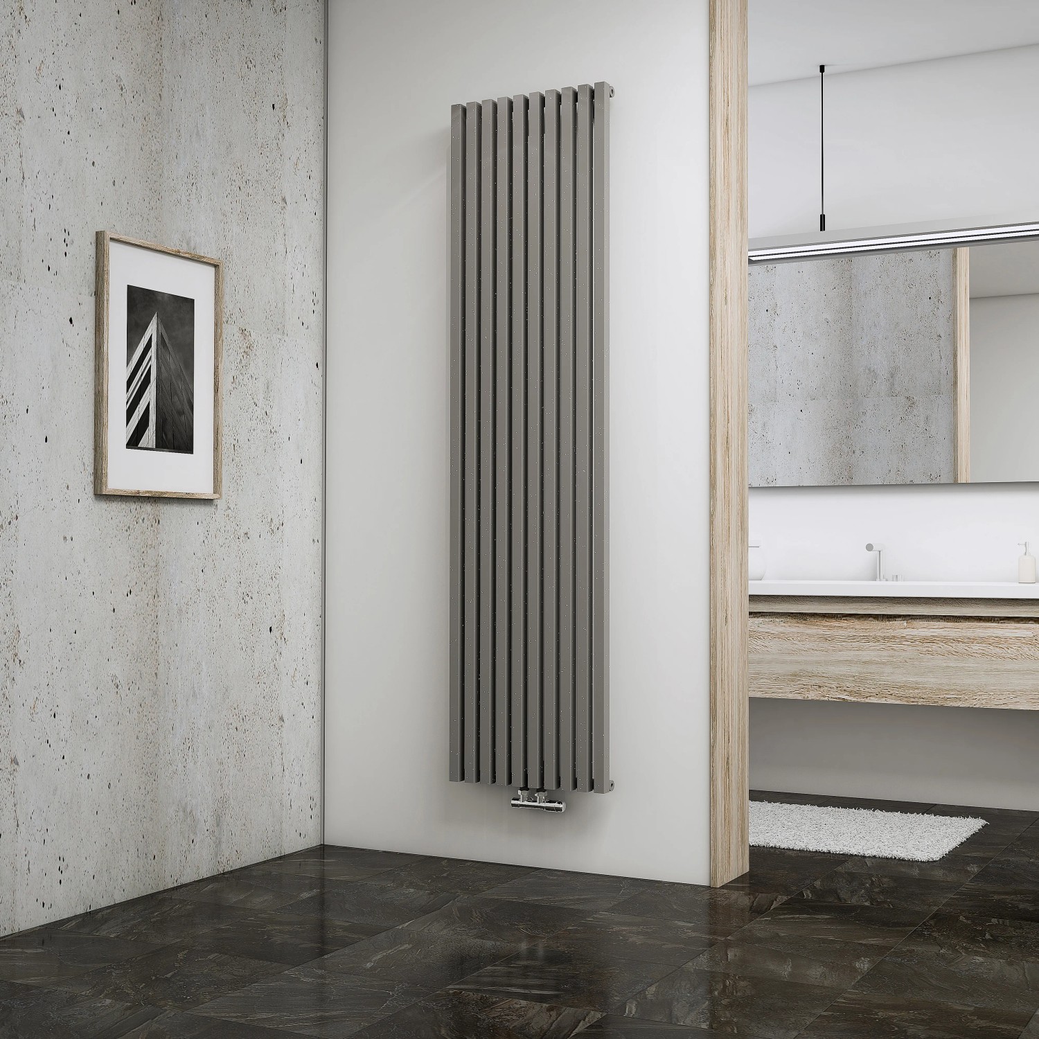 Schulte Design-Heizkoerper Lyon mit 1094 W Leistung in Reflex-Grau, 1800x462mm