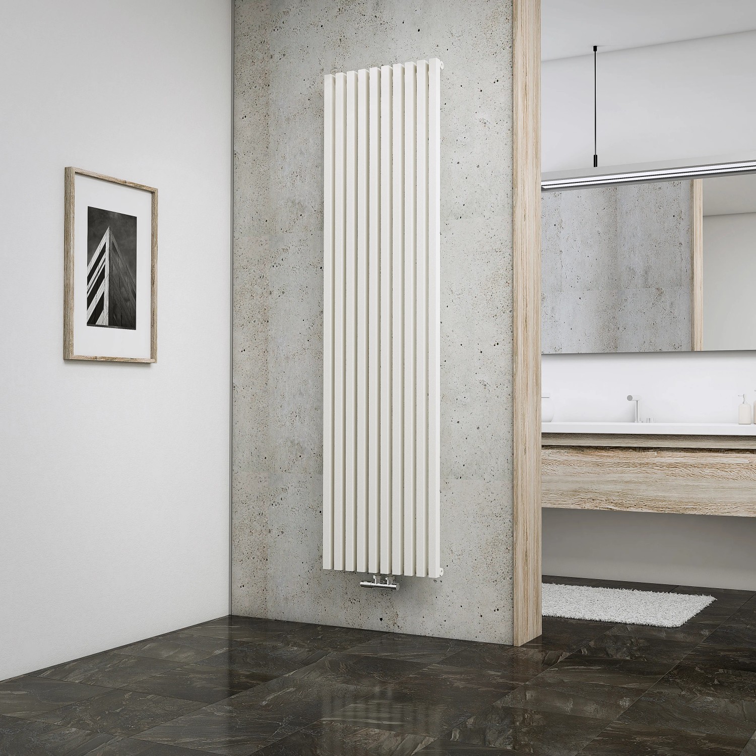 Schulte Design-Heizkoerper Lyon mit 1094 W Leistung in Pearl-Weiß, 1800x462mm