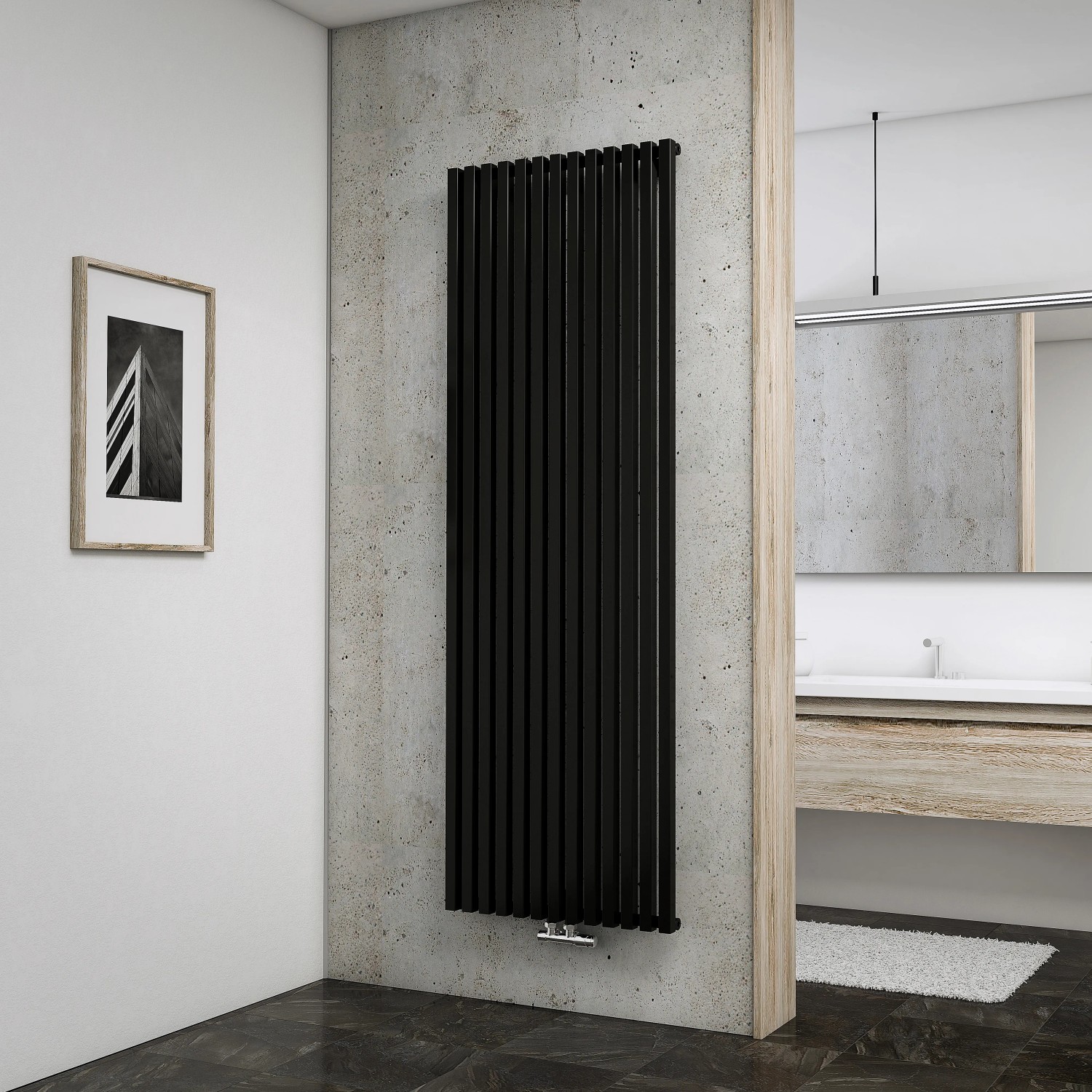 Schulte Design-Heizkoerper Lyon mit 1422 W Leistung in Anthrazit, 1800x606mm
