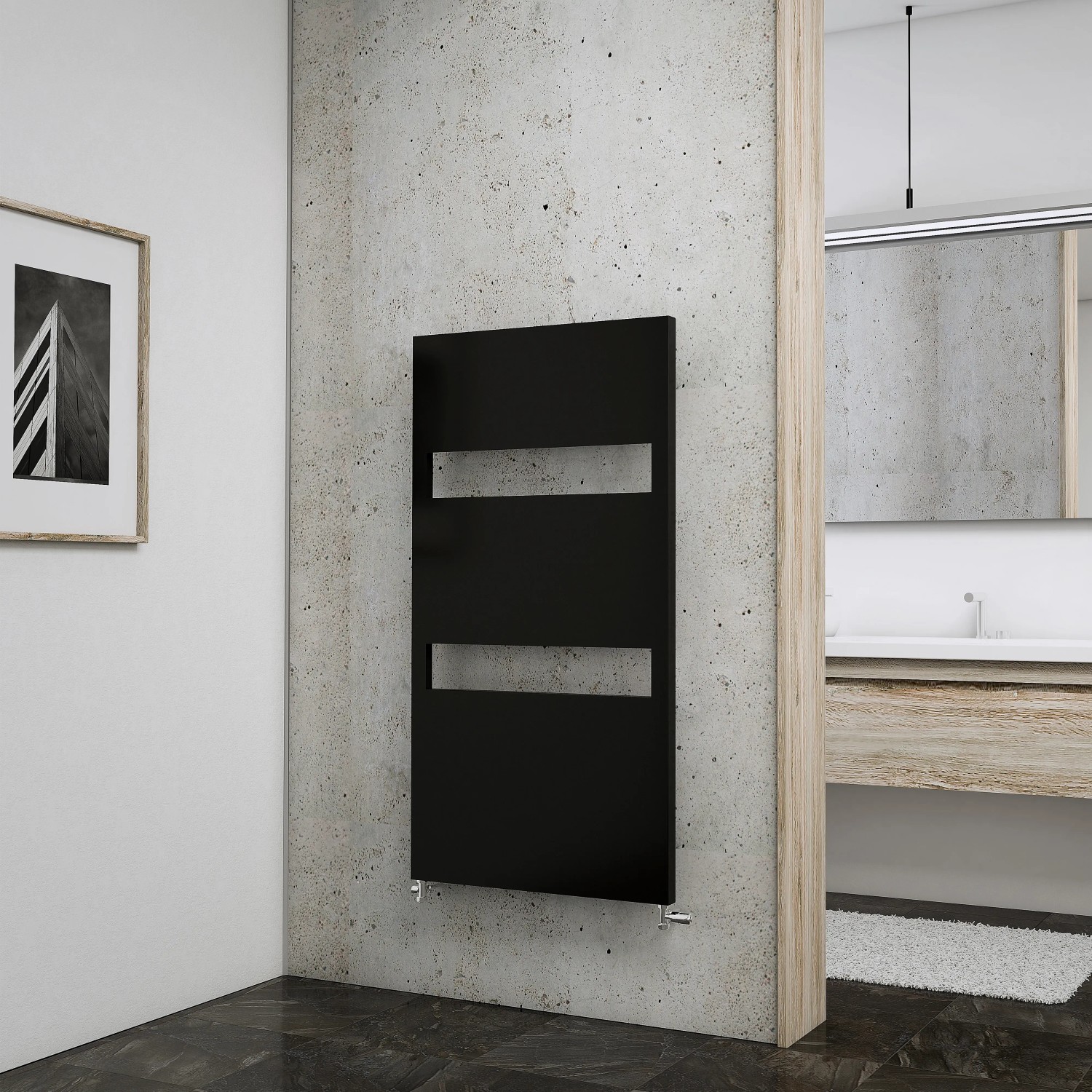 Schulte Design-Heizkoerper Turin mit 438 W Leistung in Anthrazit, 1143x605mm