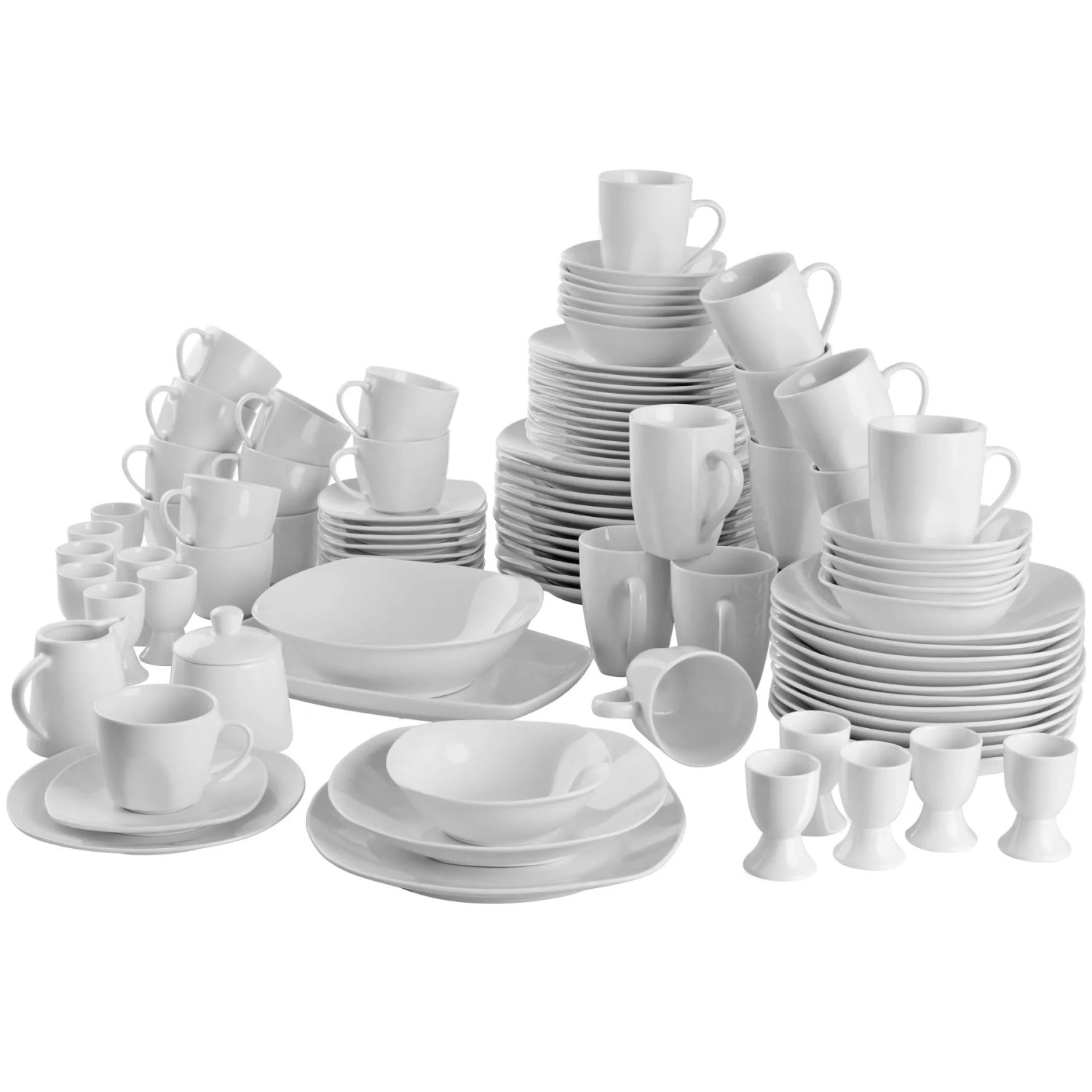 Tectake Kombiservice Salerno Für 12 Personen 100 Teilig 30 x 19 50 x 3 cm Weiß