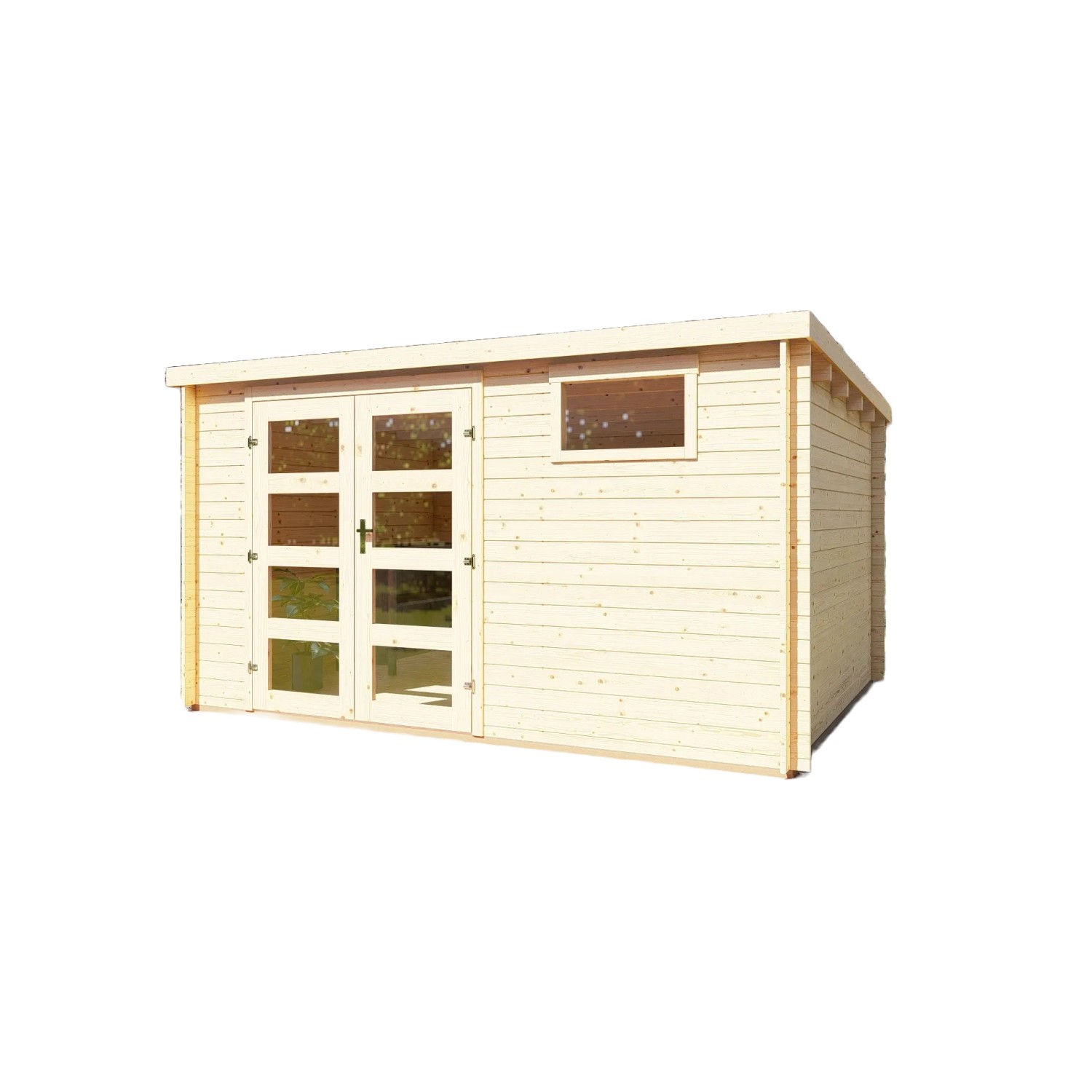Finn Art Blockhaus 28mm Flachdach Gartenhaus aus Holz Funny 8 4x3m mit Fußboden