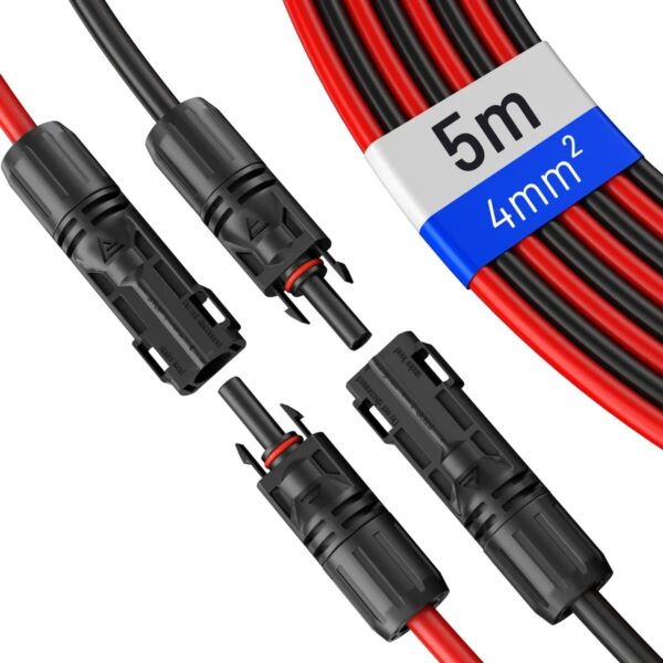 hb-digital 2x 5m Solarkabel 4mm2 mit Solar Stecker Schwarz/Rot