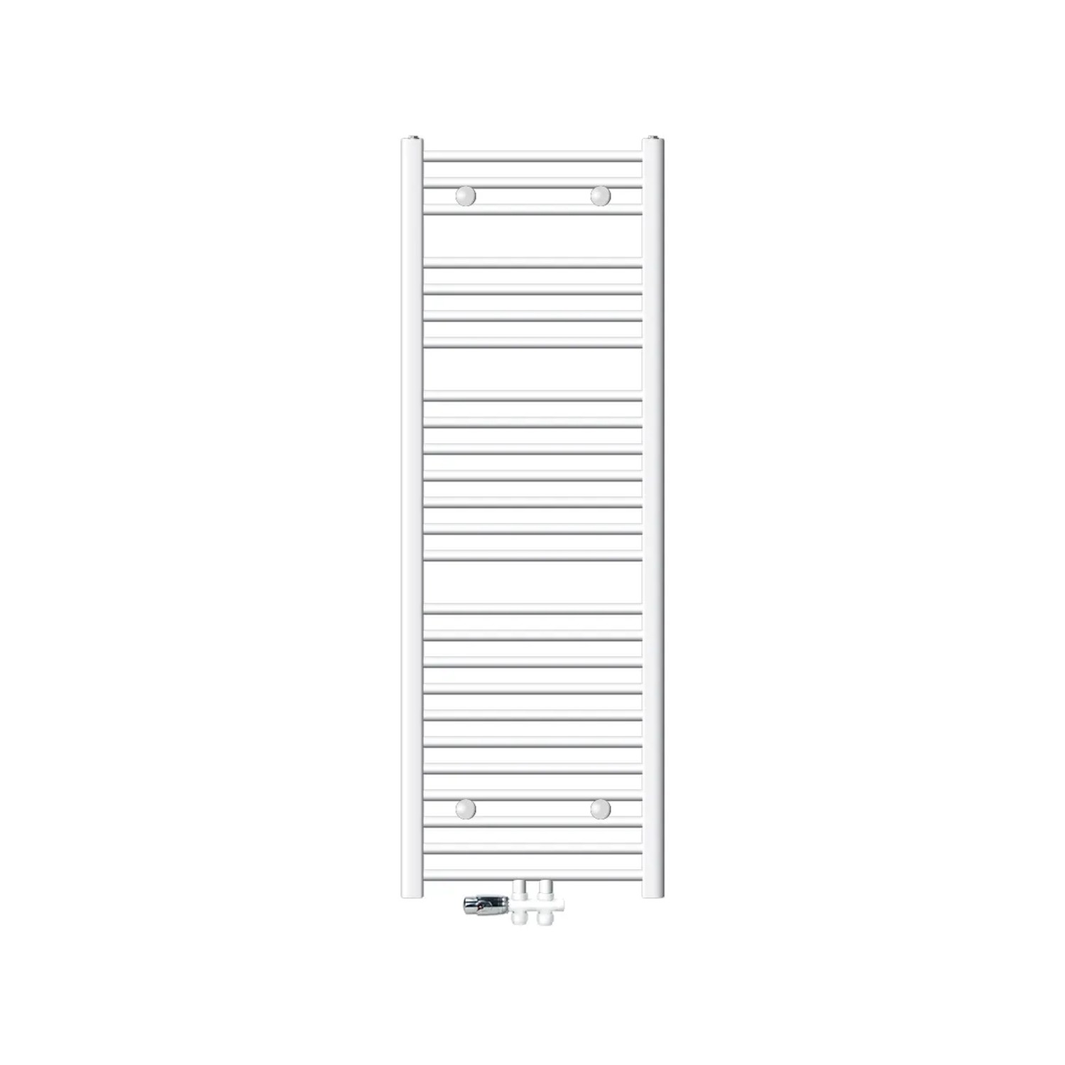ECD Germany Badheizkörper Mittelanschluss 500x1500 mm Weiß Thermostat Durchgang