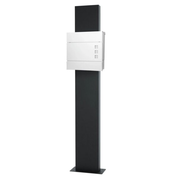 ECD Germany Standbriefkasten Weiß 37x10,5x36,5cm mit Zeitungsfach Standfuß 170cm
