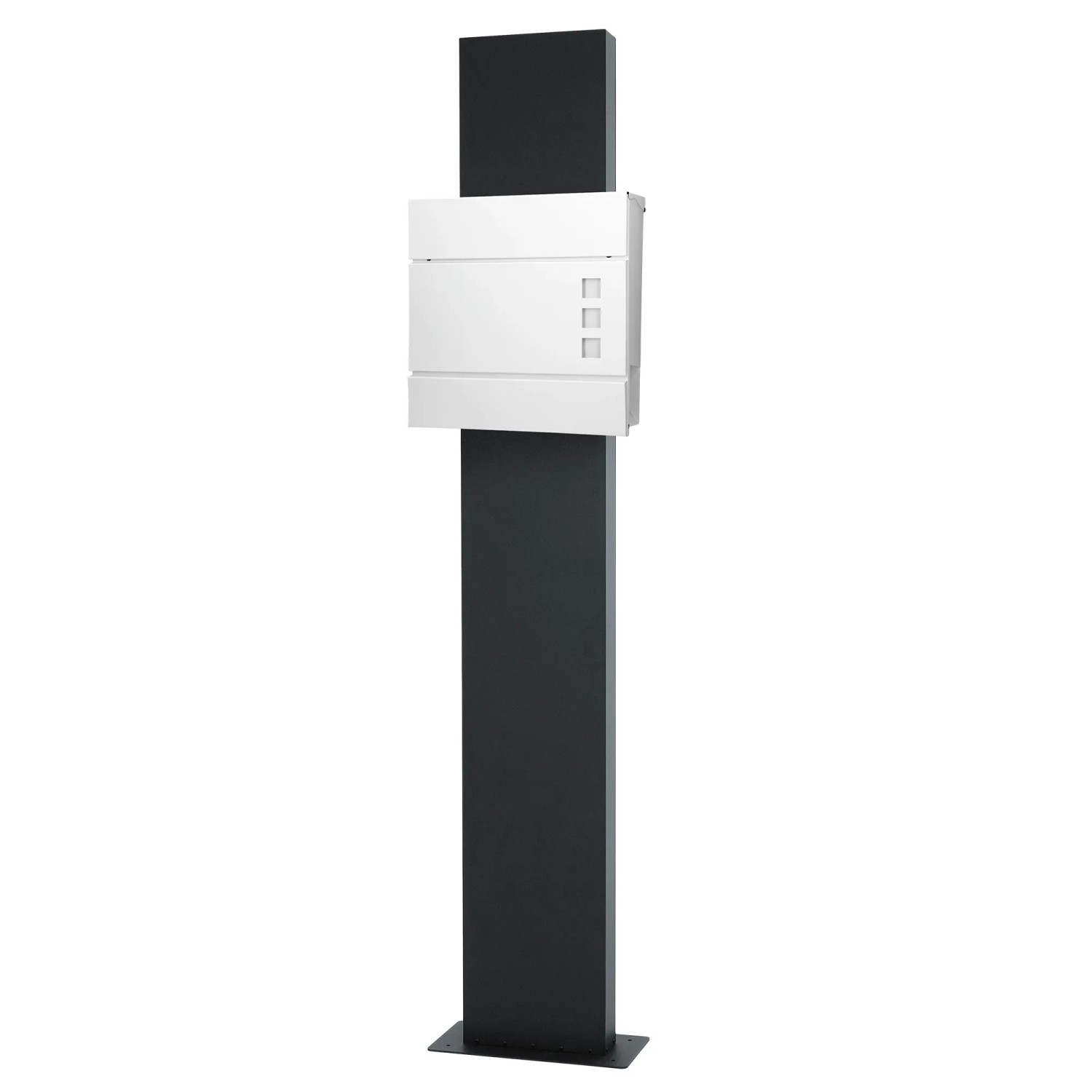 ECD Germany Standbriefkasten Weiß 37x10,5x36,5cm mit Zeitungsfach Standfuß 170cm