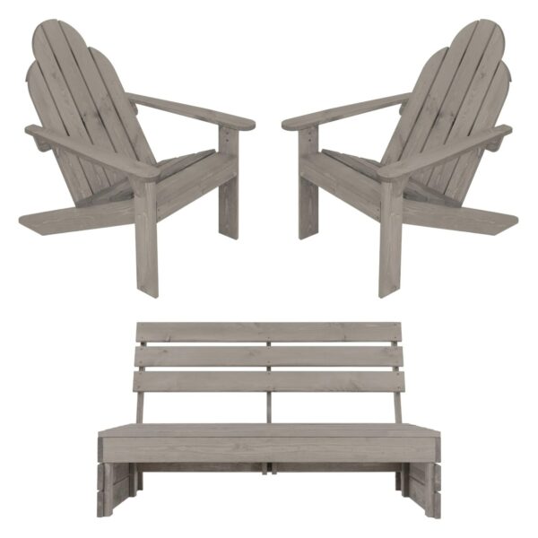 ECD Germany 3Tlg. Gartenmöbel Set aus Massivholz in Grau ML-Design 3Tlg Set Gartenbank 3-Sitzer mit Adirondack ECD Germany 3Tlg. Gartenmöbel Set aus Massivholz in Grau ML-Design 3Tlg Set Gartenbank 3-Sitzer mit Adirondack