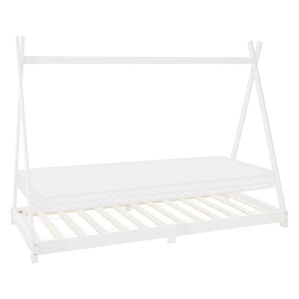 ML-Design Kinderbett Tipi 90x200 cm Weiß mit Matratze H10cm Lattenrost