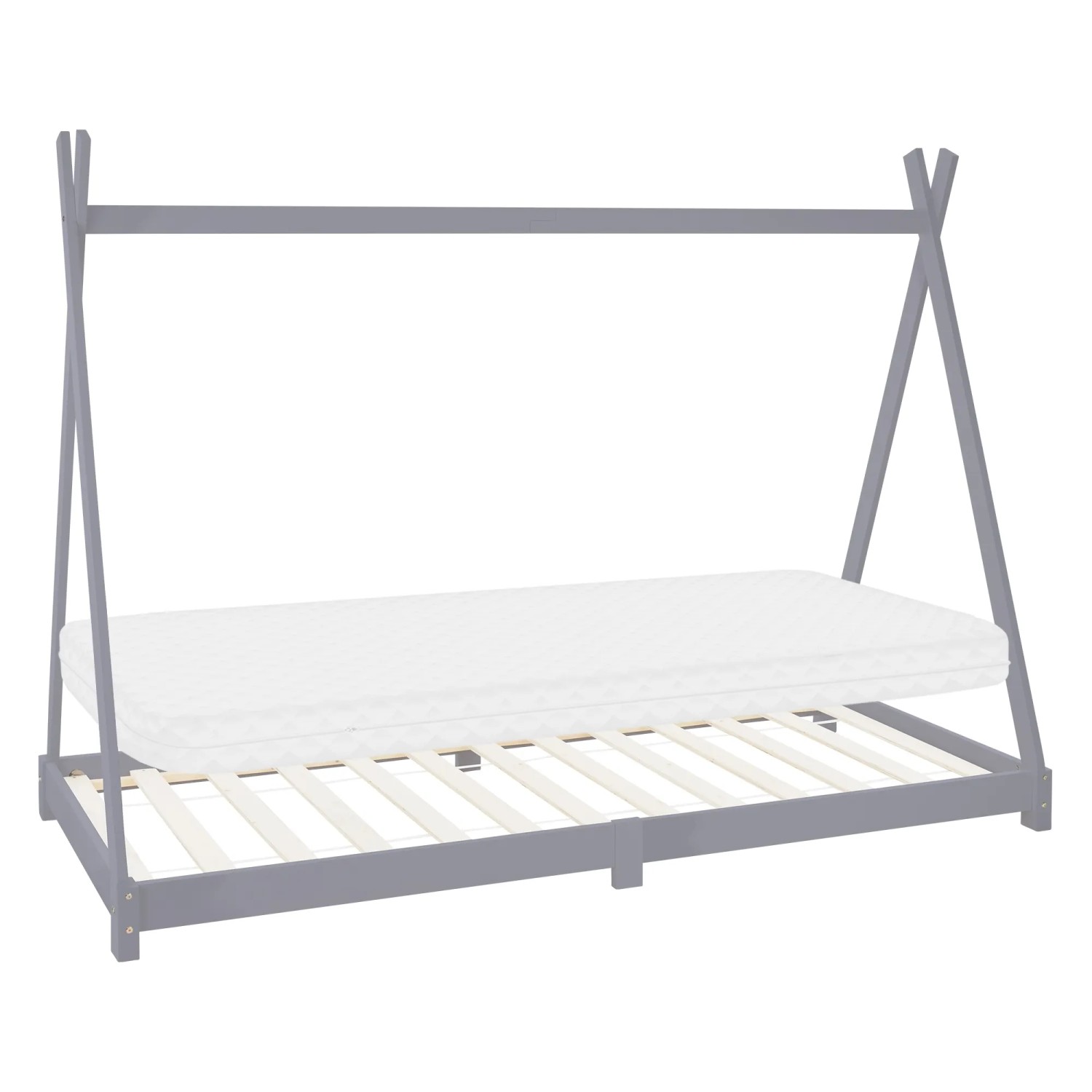 ML-Design Kinderbett Tipi 90x200 cm Hellgrau Lattenrost Matratze H10cm