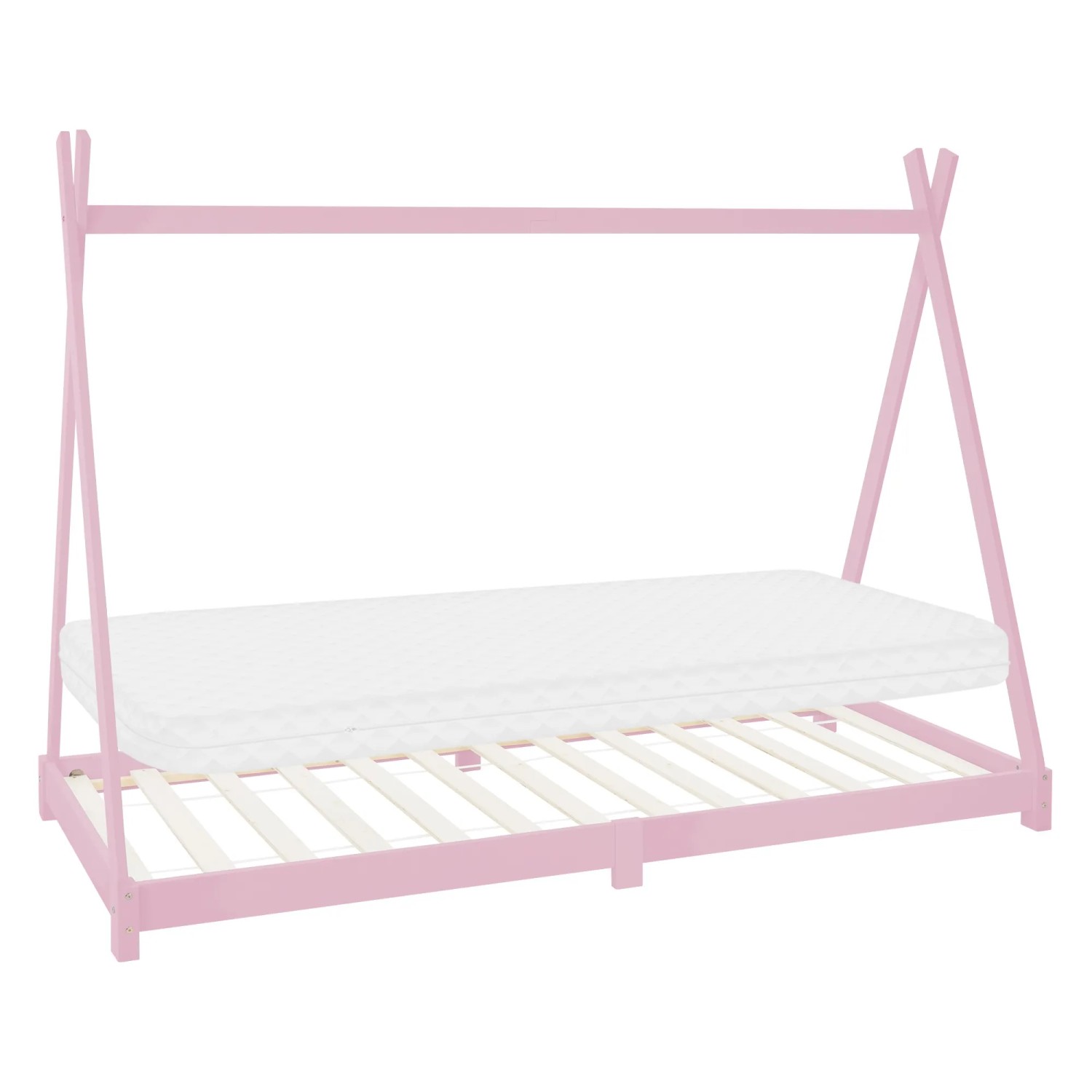 ML-Design Kinderbett Tipi 90x200 cm Rosa mit Matratze H10cm Lattenrost