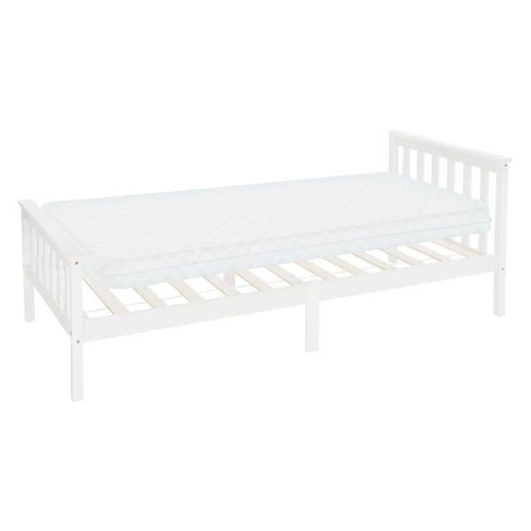 ML-Design Holzbett mit Lattenrost 90x200 cm Weiß mit Matratze H10cm