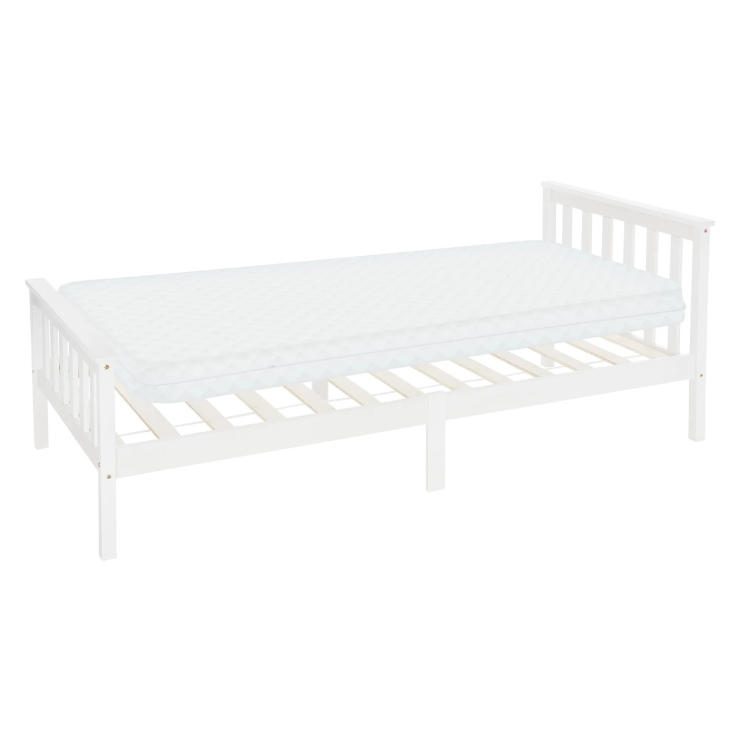 ML-Design Holzbett mit Lattenrost 90x200 cm Weiß mit Matratze H10cm