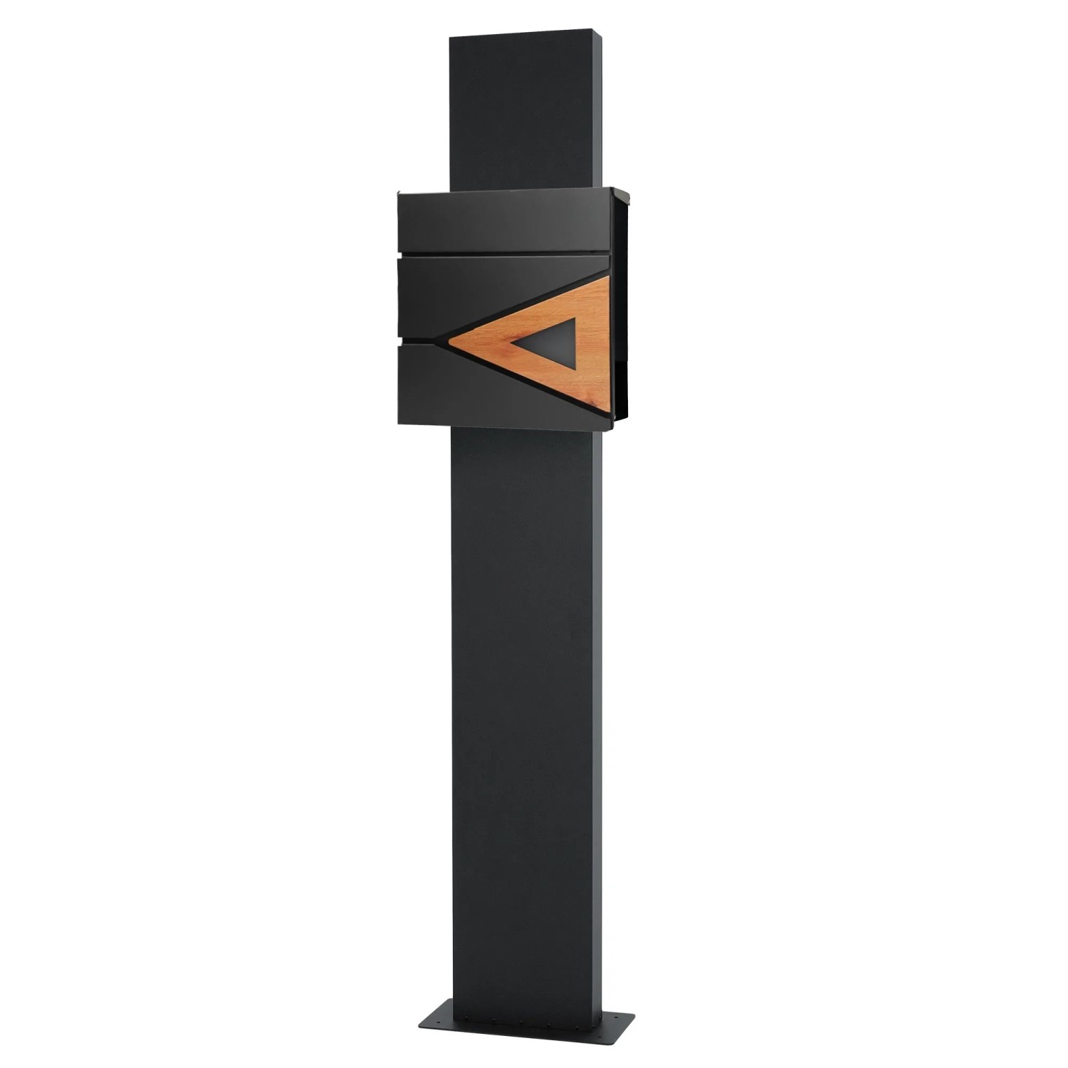 ML-Design Standbriefkasten Anthrazit/Holzoptik 37x36,5 cm mit Zeitungsfach