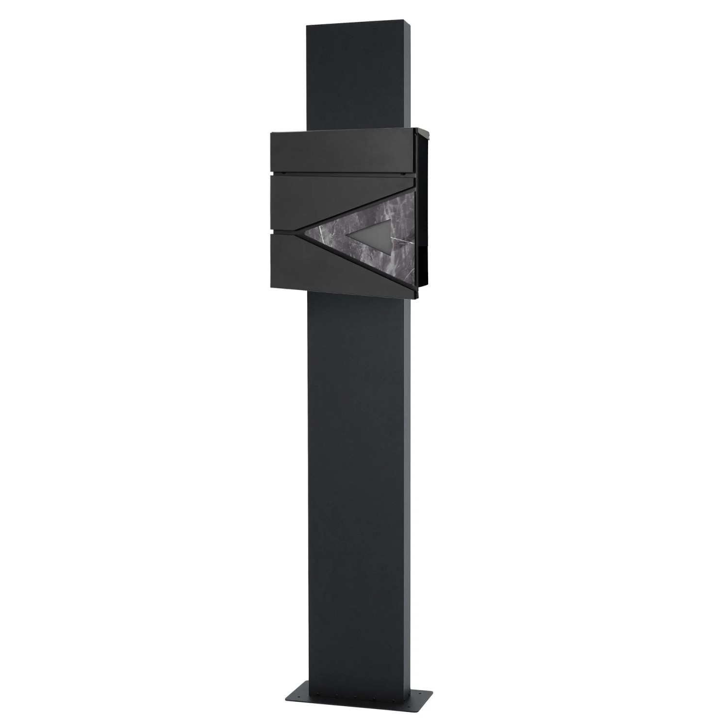 ML-Design Standbriefkasten mit Zeitungsfach Anthrazit-Schwarz Marmoroptik