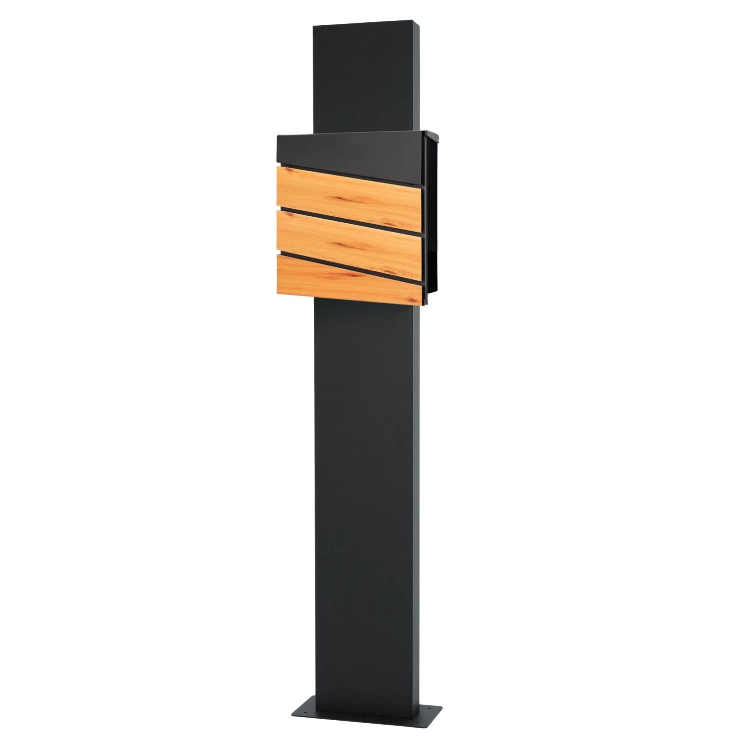 ML-Design Standbriefkasten mit Zeitungsfach Anthrazit-Holzoptik Pfosten 170cm