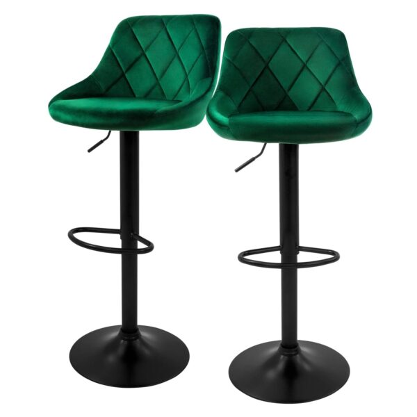 ML-Design Barhocker 2Er Set aus Samt Grün Gepolsterter mit Rückenlehne Fußstütze