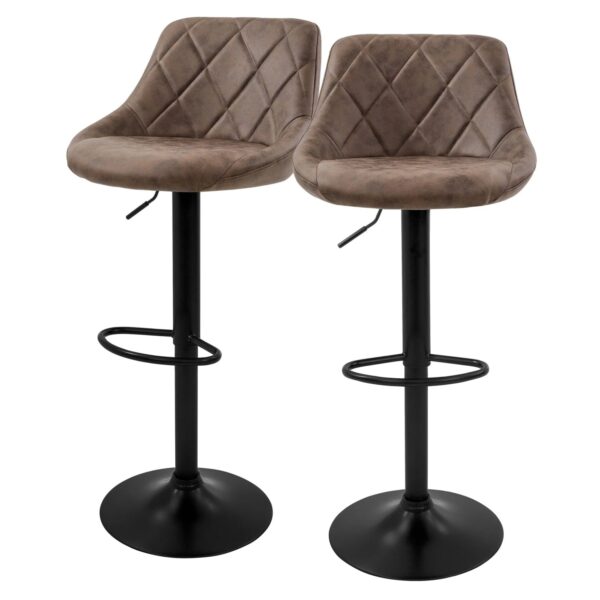 ML-Design Barhocker 2Er Set aus Kunstleder Braun mit Rückenlehne und Fußstütze
