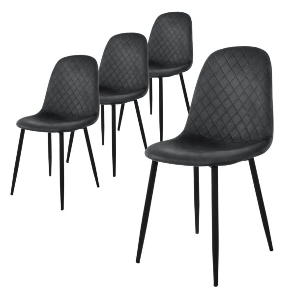 ML-Design Esszimmerstühle 4er Set Anthrazit Samtbezug Metallbeine