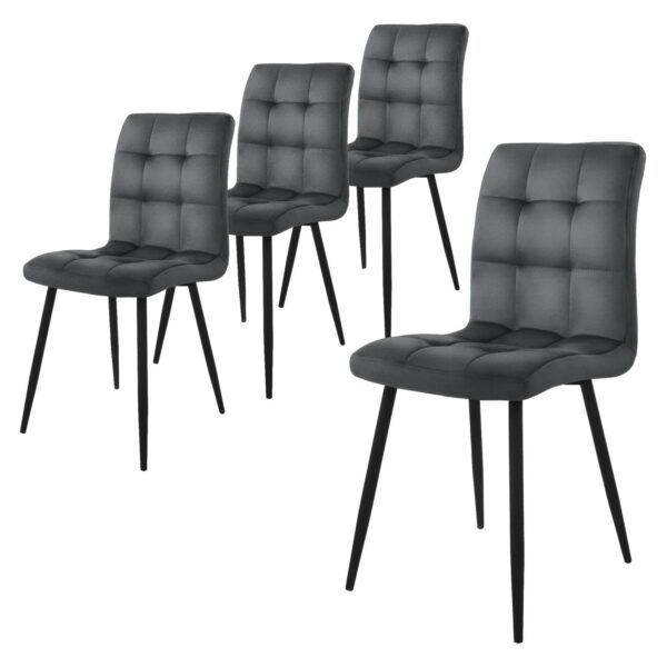 ML-Design Esszimmerstühle 4Er Set Anthrazit mit Rückenlehne mit Samtbezug