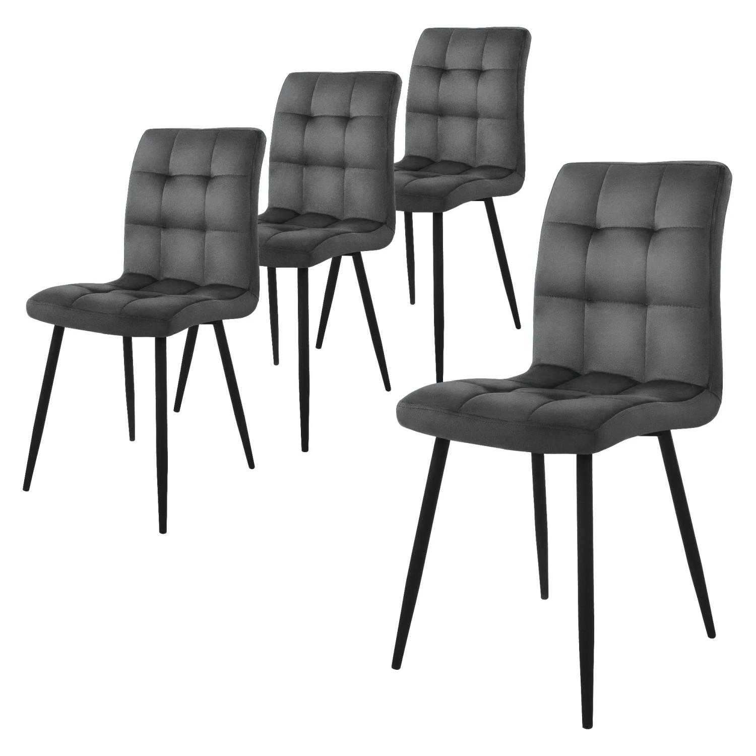 ML-Design Esszimmerstühle 4Er Set Anthrazit mit Rückenlehne mit Samtbezug