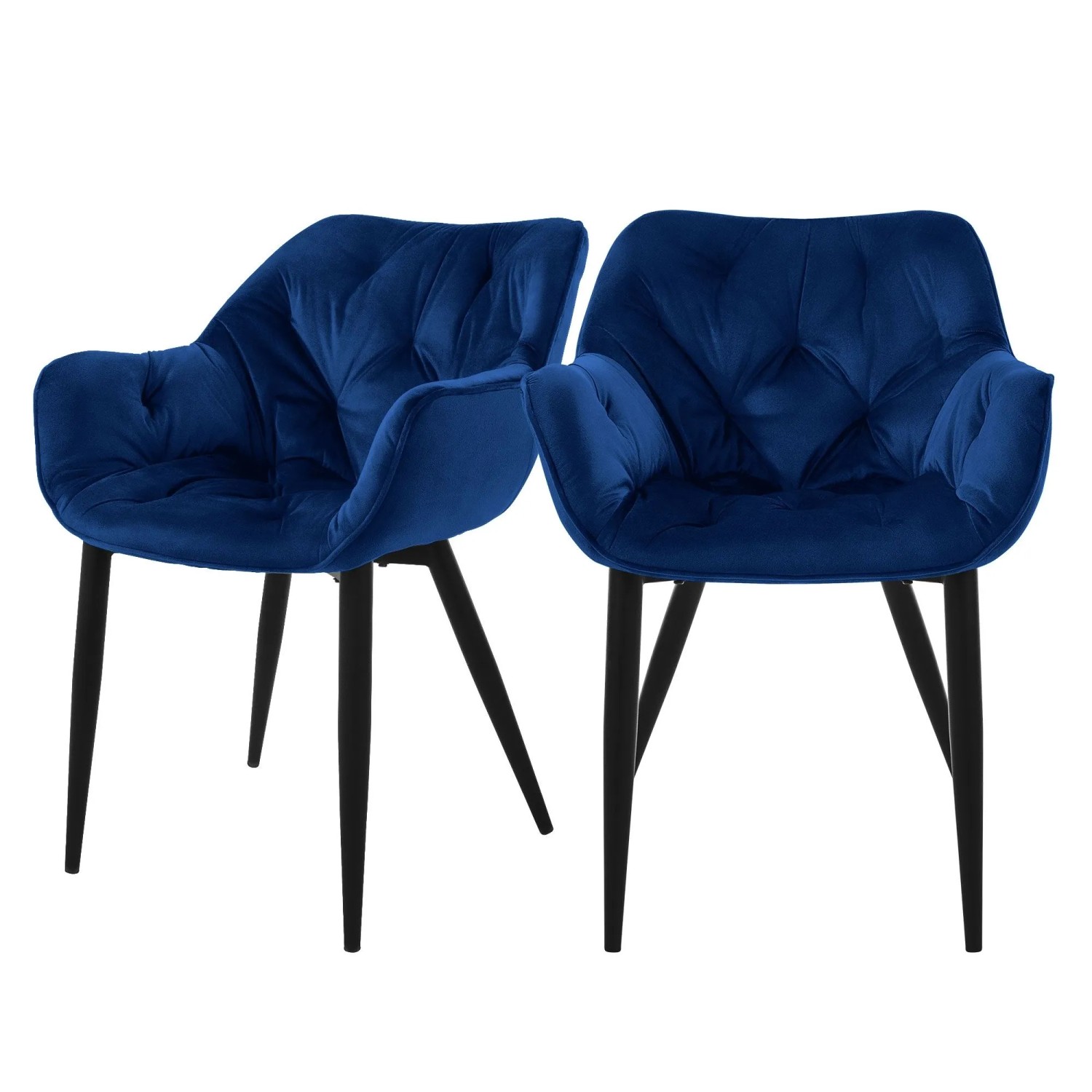 ML-Design Esszimmerstühle 2er Set Dunkelblau Samtbezug Metallbeinen