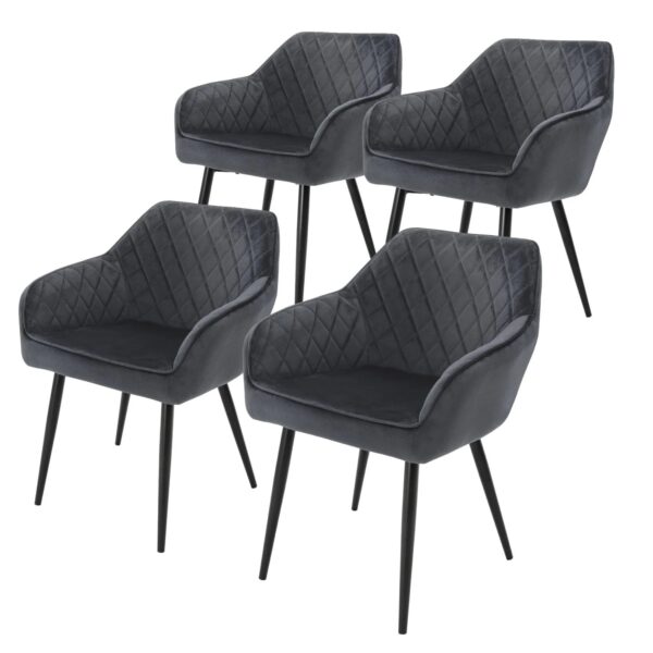 Ml-Design 4er Set Esszimmerstühle Anthrazit Samtbezug Metallbeine