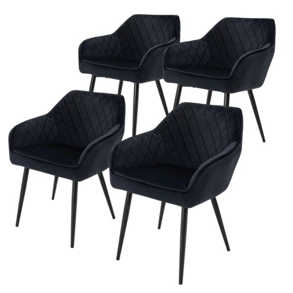 Ml-Design 4er Set Esszimmerstühle Schwarz Samtbezug Metallbeine