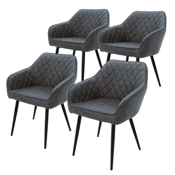 Ml-Design 4er Set Esszimmerstühle Anthrazit Kunstleder Metallbeine