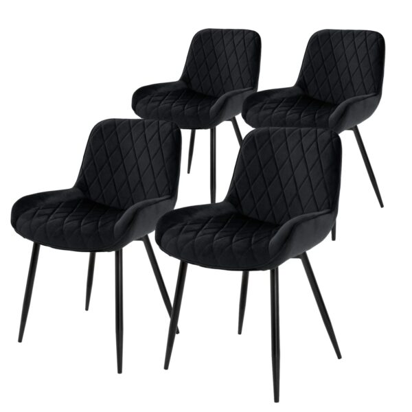ML-Design 4Er Set Esszimmerstühle mit Rücken- und Armlehnen Schwarz aus Samt ML-Design 4Er Set Esszimmerstühle mit Rücken- und Armlehnen Schwarz aus Samt