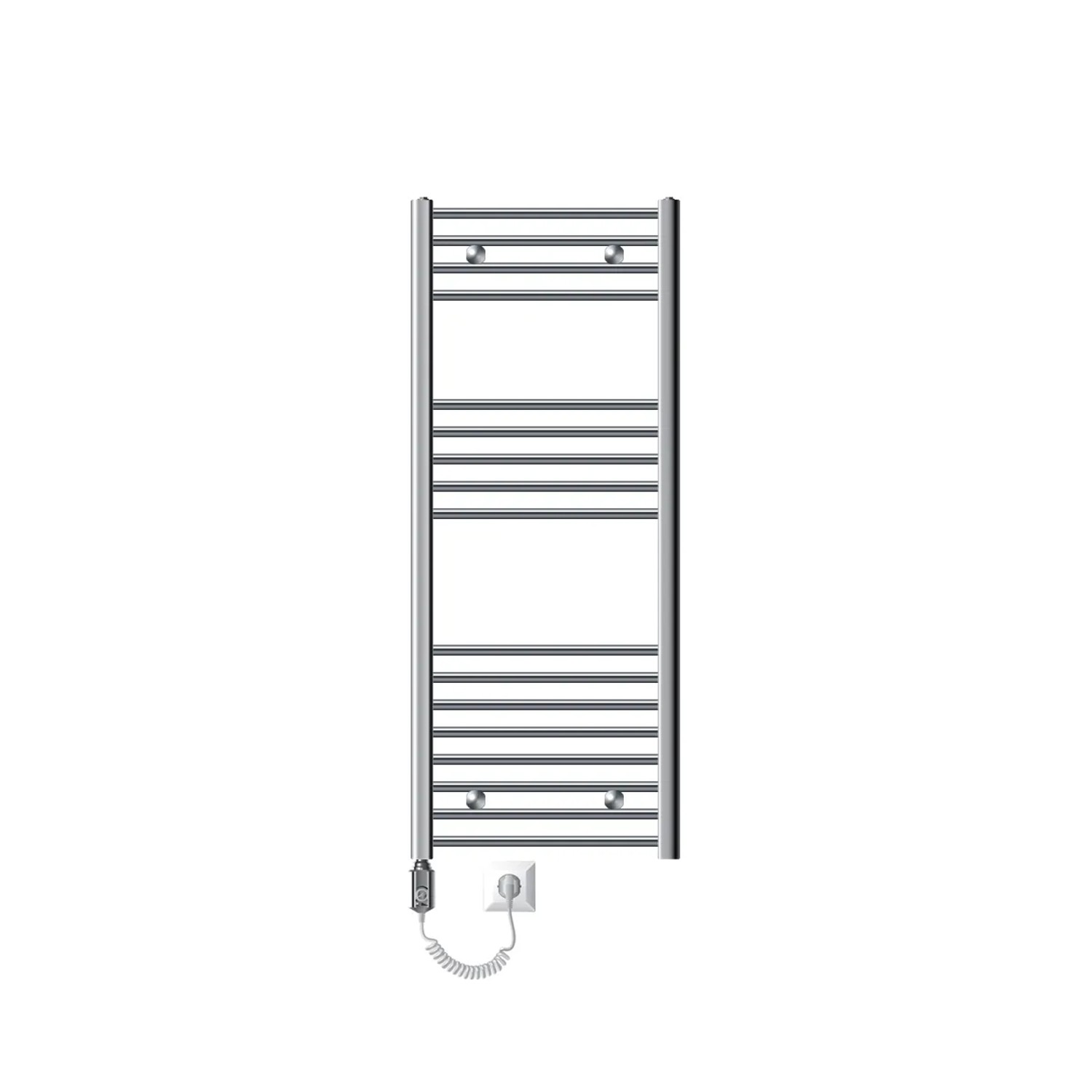 LuxeBath Elektrischer Badheizkörper Sahara 50x120 cm Chrom Gebogen Heizstab 900W