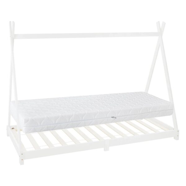 ML-Design Kinderbett Tipi 90x200 cm Weiß mit Matratze H16cm Lattenrost