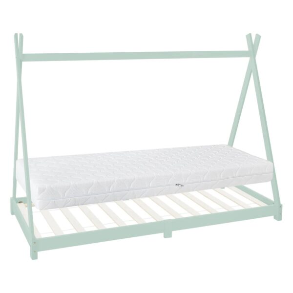 ML-Design Kinderbett Tipi 90x200 cm Mint mit Matratze H16cm Lattenrost