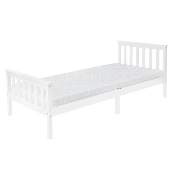 ML-Design Holzbett mit Lattenrost 90x200 cm Weiß mit Matratze H16cm