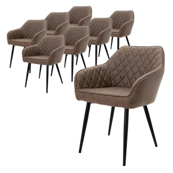 ML-Design 8Er Set Esszimmerstühle mit Armlehne Rückenlehne Braun Kunslederbezug ML-Design 8Er Set Esszimmerstühle mit Armlehne Rückenlehne Braun Kunslederbezug