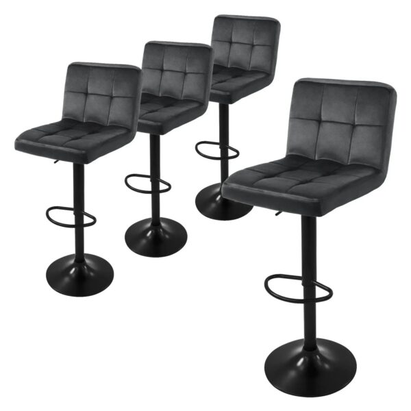 ML-Design Barhocker 4Er Set Bezug aus Samt Grau Gepolsterter Drehbar