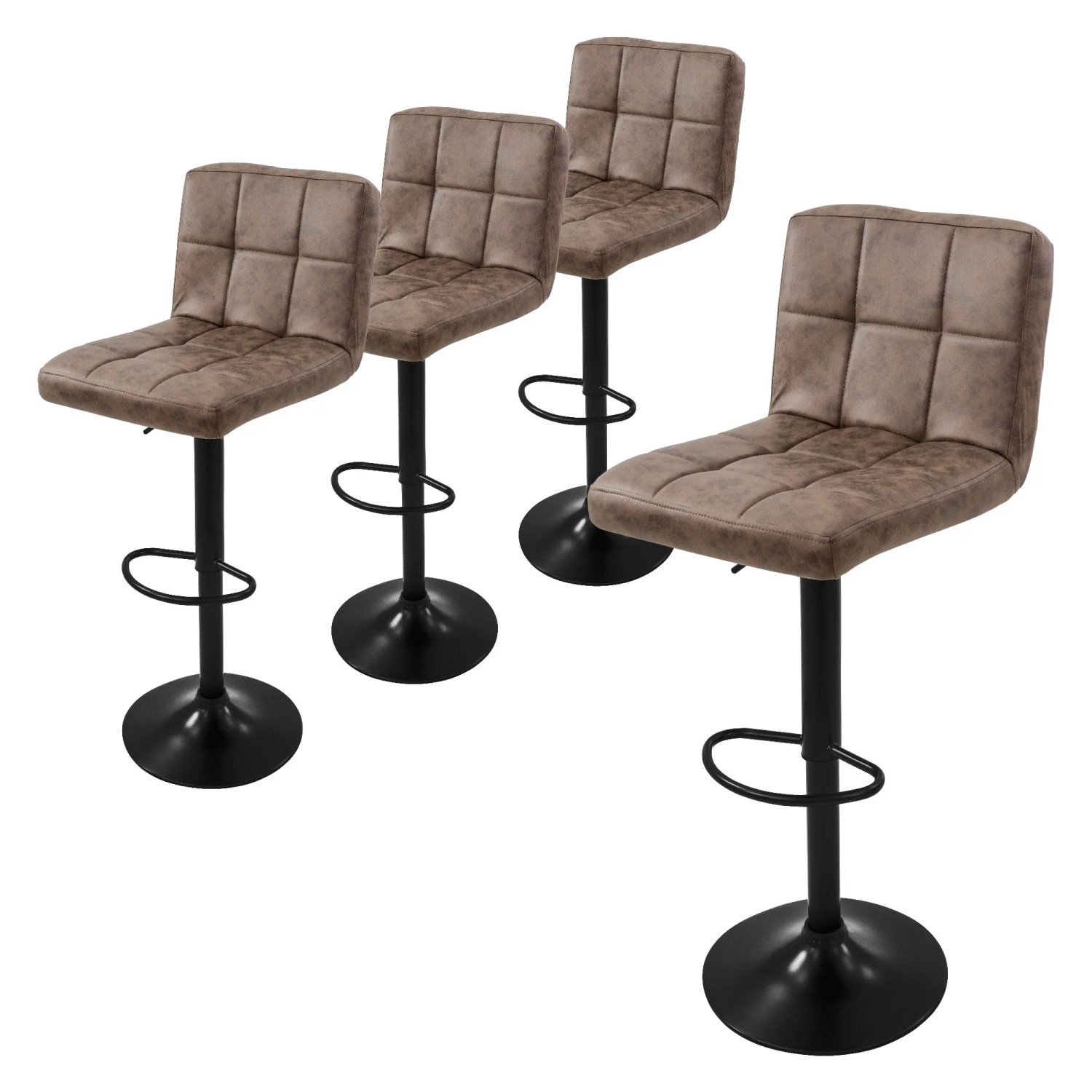 ML-Design Barhocker 4Er Set Bezug aus Kunstleder Braun Gepolsterter Barstuhl