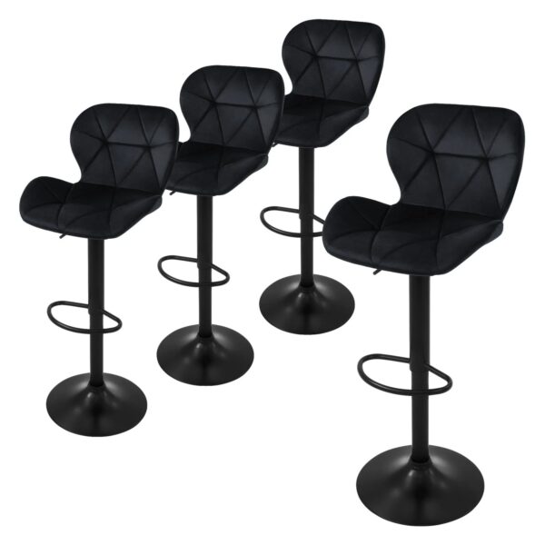 ML-Design Barhocker 4Er Set Samt Schwarz Gepolsterter Höhenverstellbar