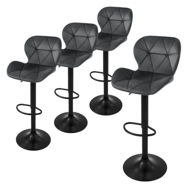 ML-Design Barhocker 4Er Set aus Samt Grau Gepolsterter Drehbar Hocker
