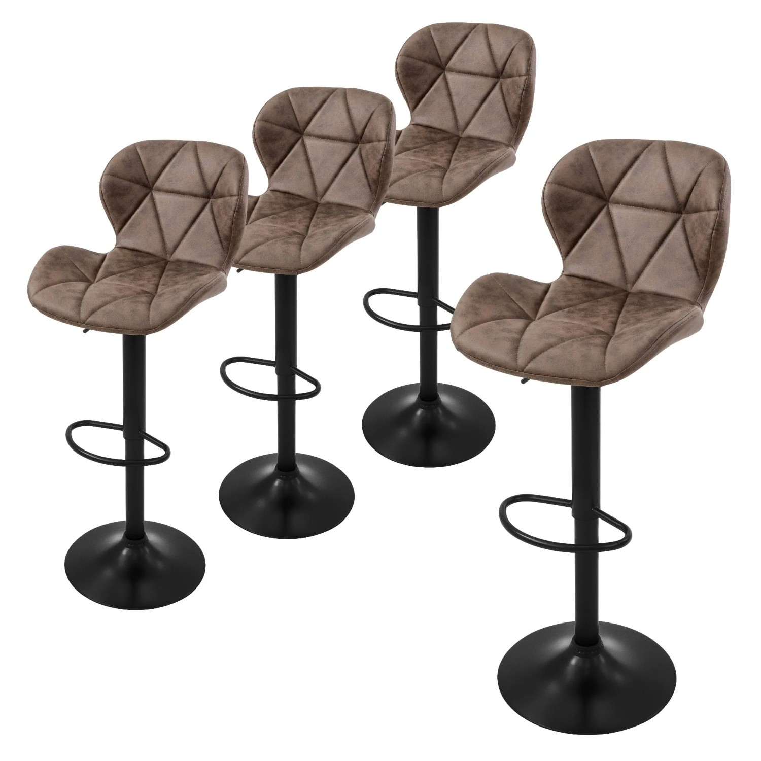 ML-Design Barhocker 4Er Set aus Kunstleder Braun Gepolsterter Drehbar