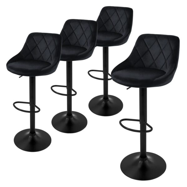 ML-Design Barhocker 4Er Set aus Samt Schwarz Gepolsterter Drehbar ML-Design Barhocker 4Er Set aus Samt Schwarz Gepolsterter Drehbar