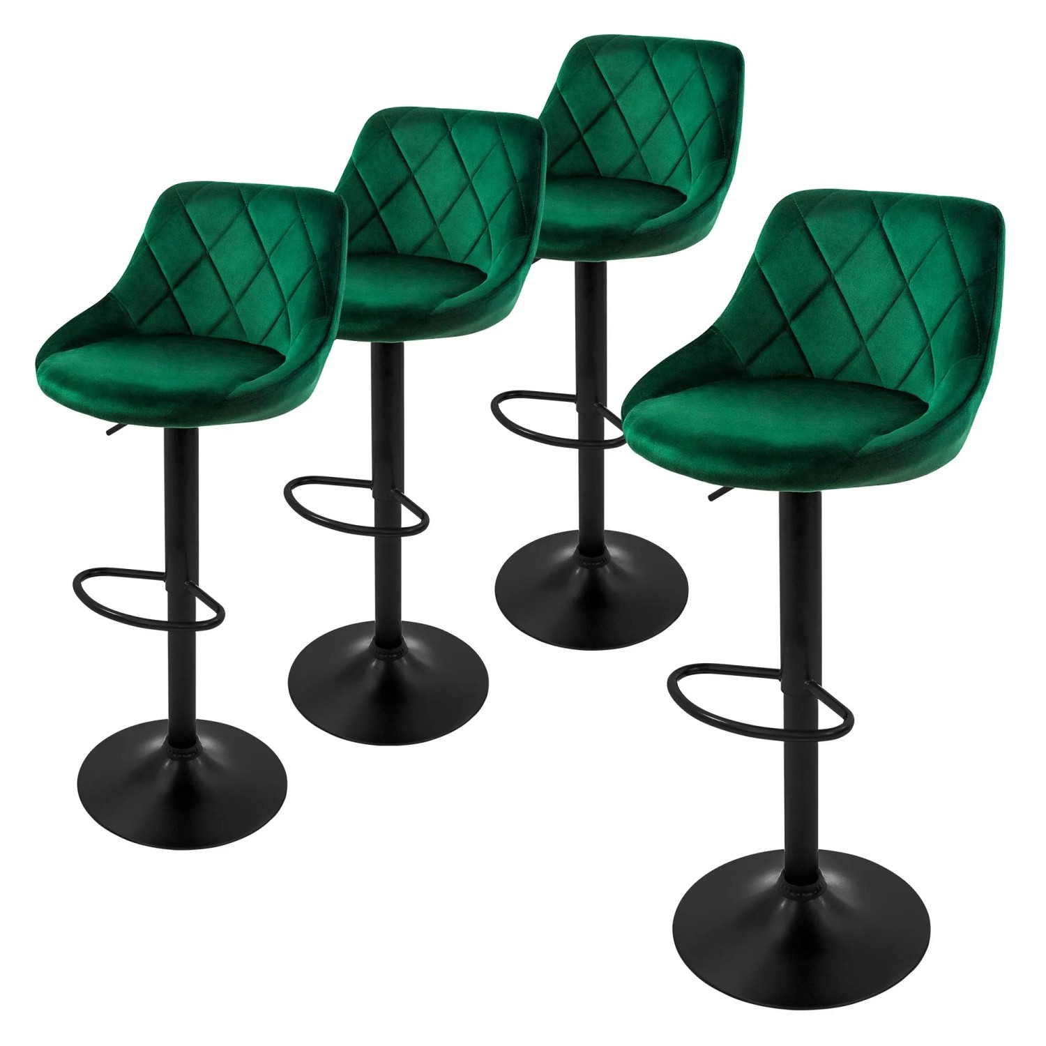 ML-Design Barhocker 4Er Set aus Samt Grün Gepolsterter Drehbar